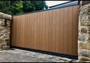 Sliding wooden gate